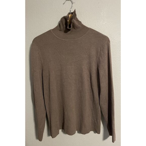 Chicos Womens Top Size 3 US XL Brown Rayon Blend Turtleneck Stretch Long Sleeve - Picture 1 of 8